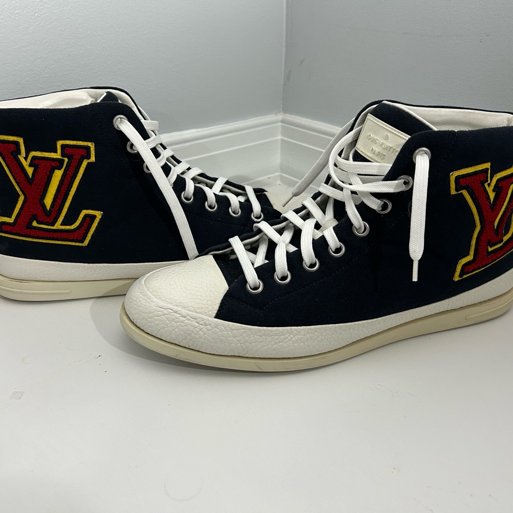 Louis Vuitton,High Top Sneakers,Blue,Leather and Rubber